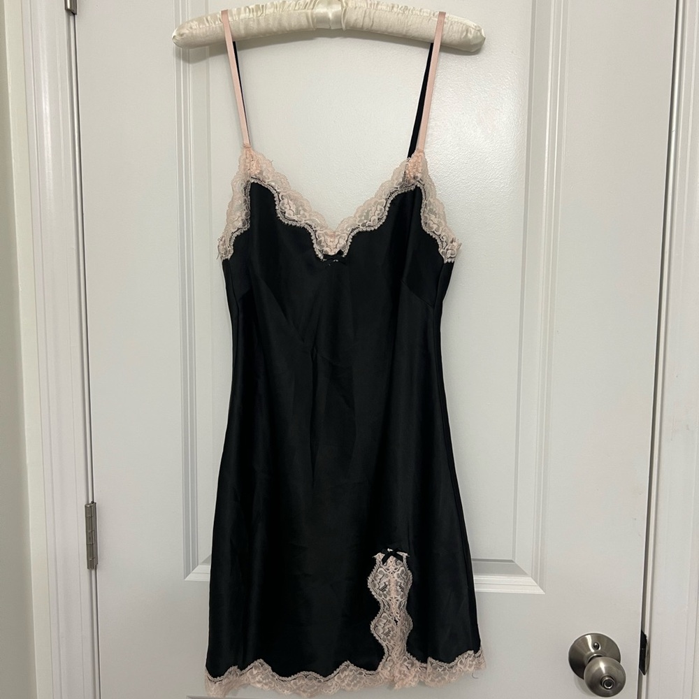Victoria's Secret Black Slip with Pink Lace